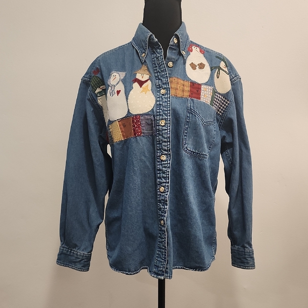 Blue Jean Button Down Shirt with Dress Collar